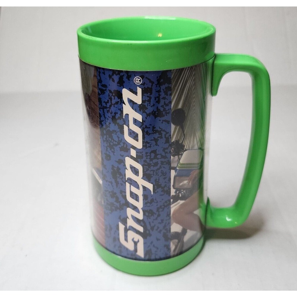 Vintage SNAP-ON TOOLS Tall MUG with CALENDAR Bikini GIRL, THERMO-SERV